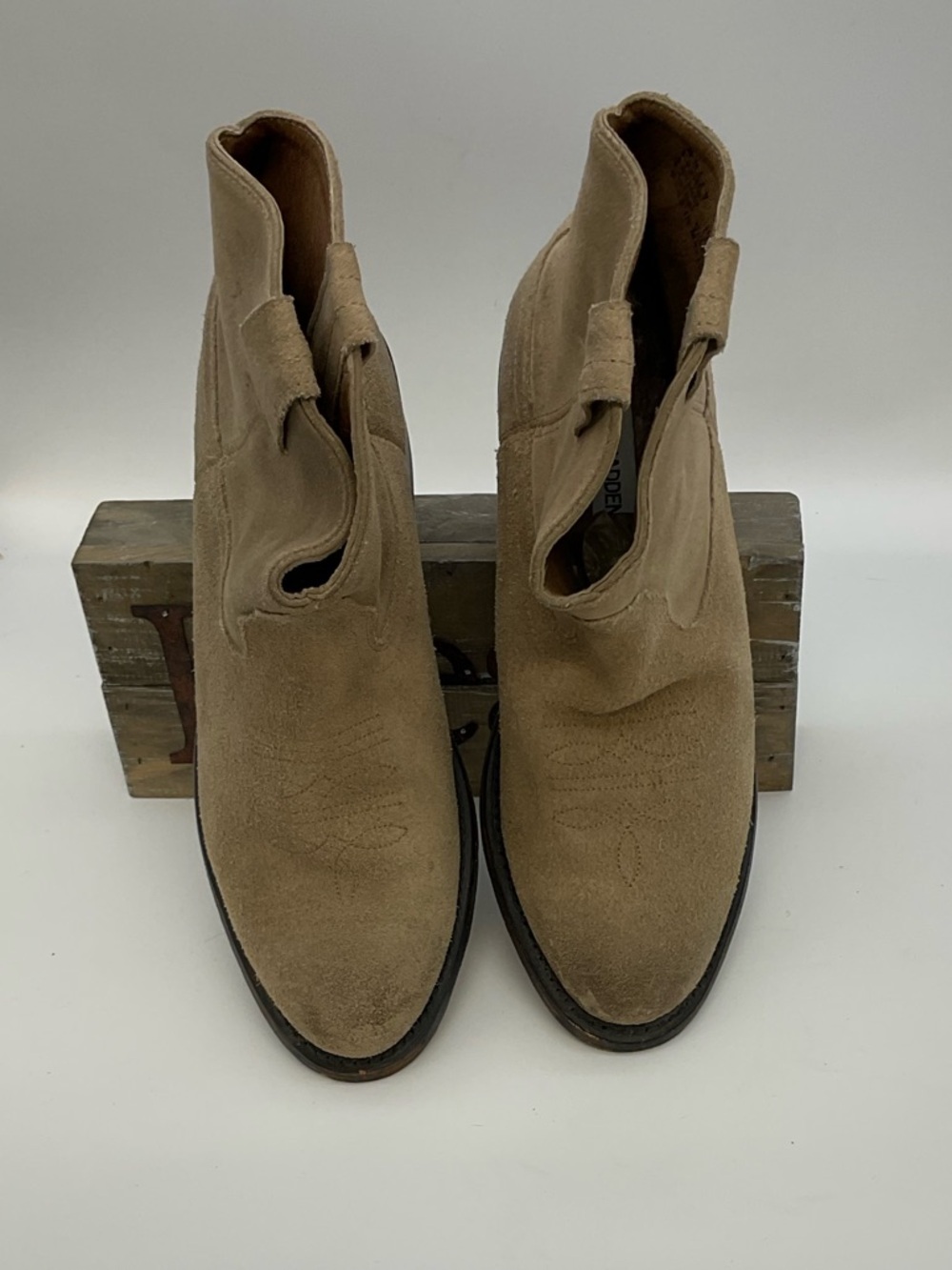 Steve Madden Autry Suede Ankle Cowboy Boots Size 6 Western Rodeo Festival - Picture 3 of 8